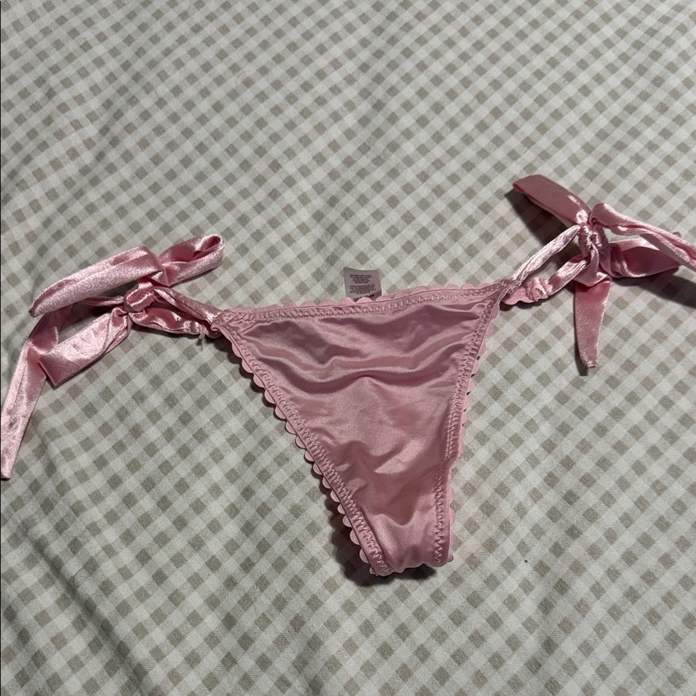 Satin Tie-Side Bikini Panty in Light Pink